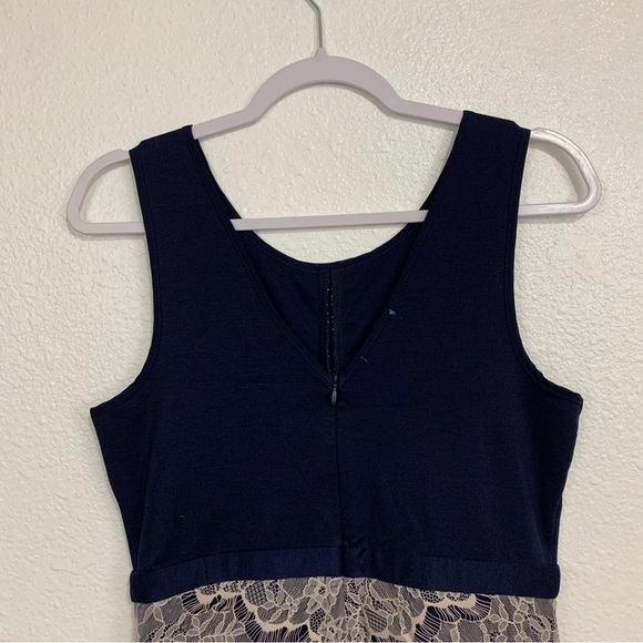 Maurice’s Classic Navy Sheath Dress With Lace Overlay Size M - Picture 4 of 10